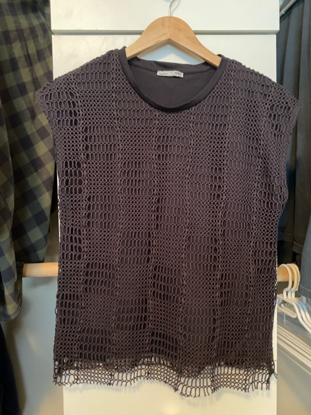 Zara Purple Crochet Sleeveless Overlay Top